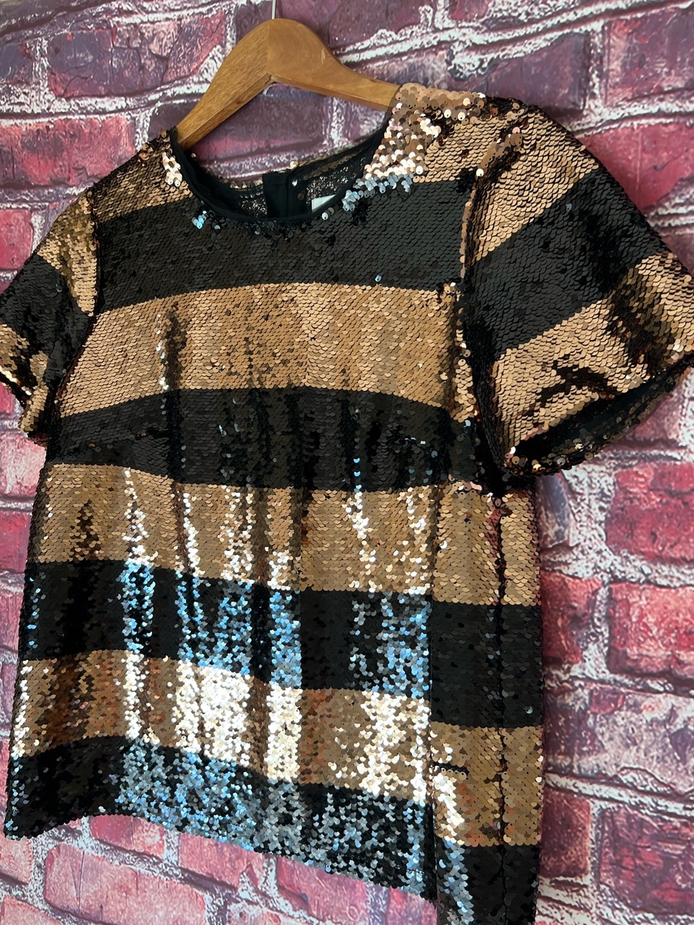 Anthropologie Maeve Sequin Striped Top - Picture 2 of 8